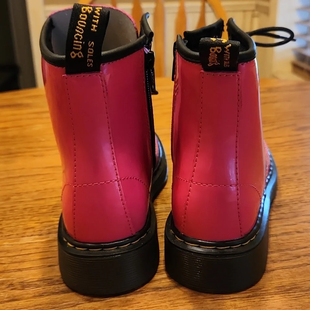 Dr Martens Hot Pink Lace Up/Side Zip Combat Boots Size Girls 3